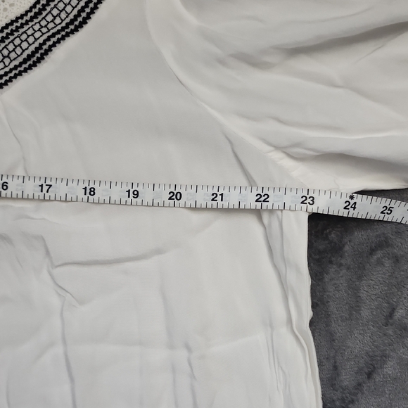 a.n.a White Blouse with Black And White Embroidered Yoke Detail - Picture 6 of 10